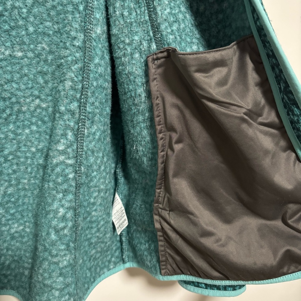 LL Bean Sweater Fleece Full-Zip Jacket Dark Pine Geo Teal Size XL - Picture 8 of 11